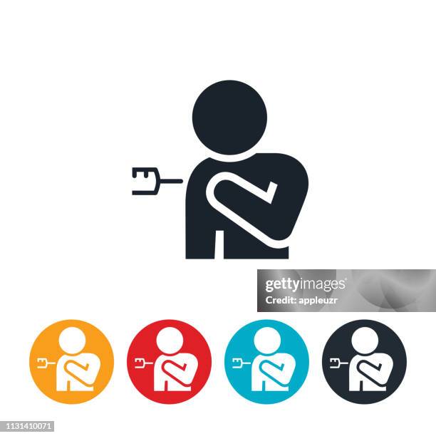 ilustrações de stock, clip art, desenhos animados e ícones de person getting flu shot icon - vacinação