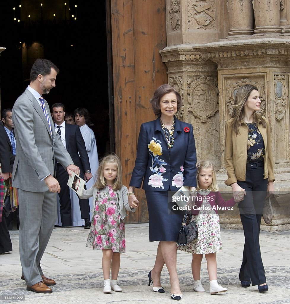 Spanish Royals attend Easter Mass in Mallorca