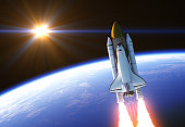 Space Shuttle In The Rays Of Sun