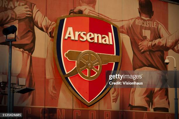 General view outside the Emirates Stadium home of Arsenal FC before the UEFA Europa League Round of 32 Second Leg match between Arsenal and BATE...