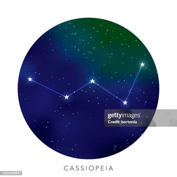 cassiopeia star constellation - cassiopeia constellation stock illustrations