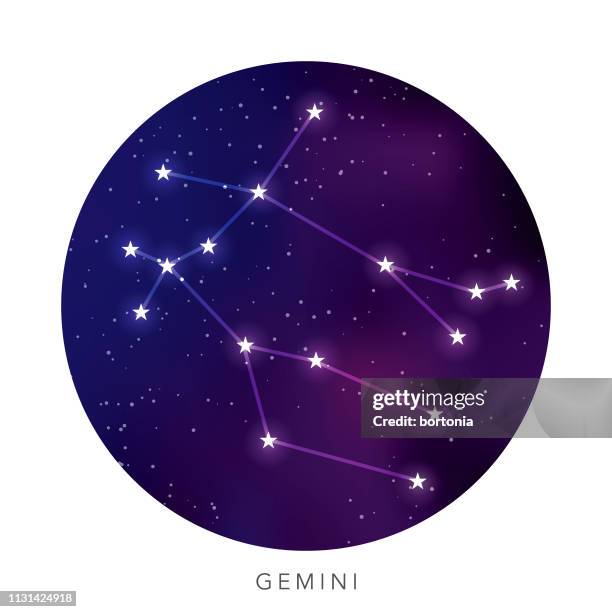 ilustraciones, imágenes clip art, dibujos animados e iconos de stock de constelación de la estrella géminis - milky way