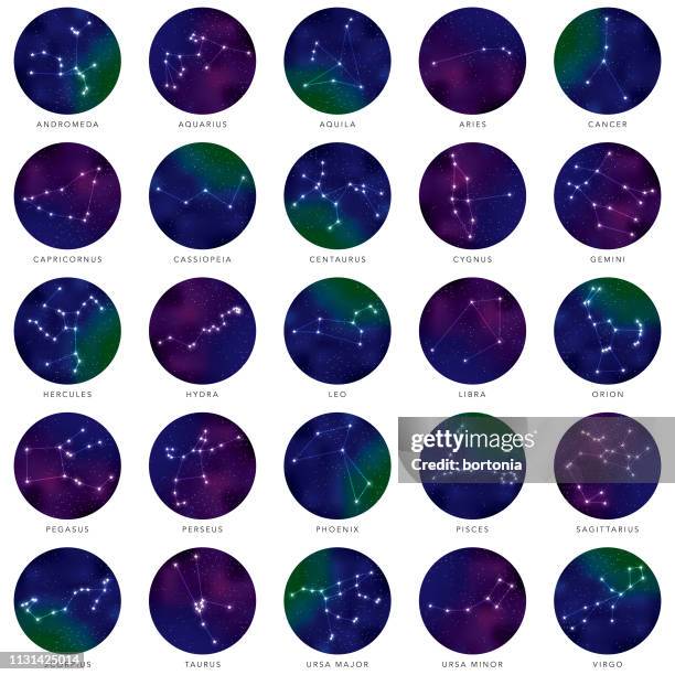 stockillustraties, clipart, cartoons en iconen met ster constellaties icon set - constellation