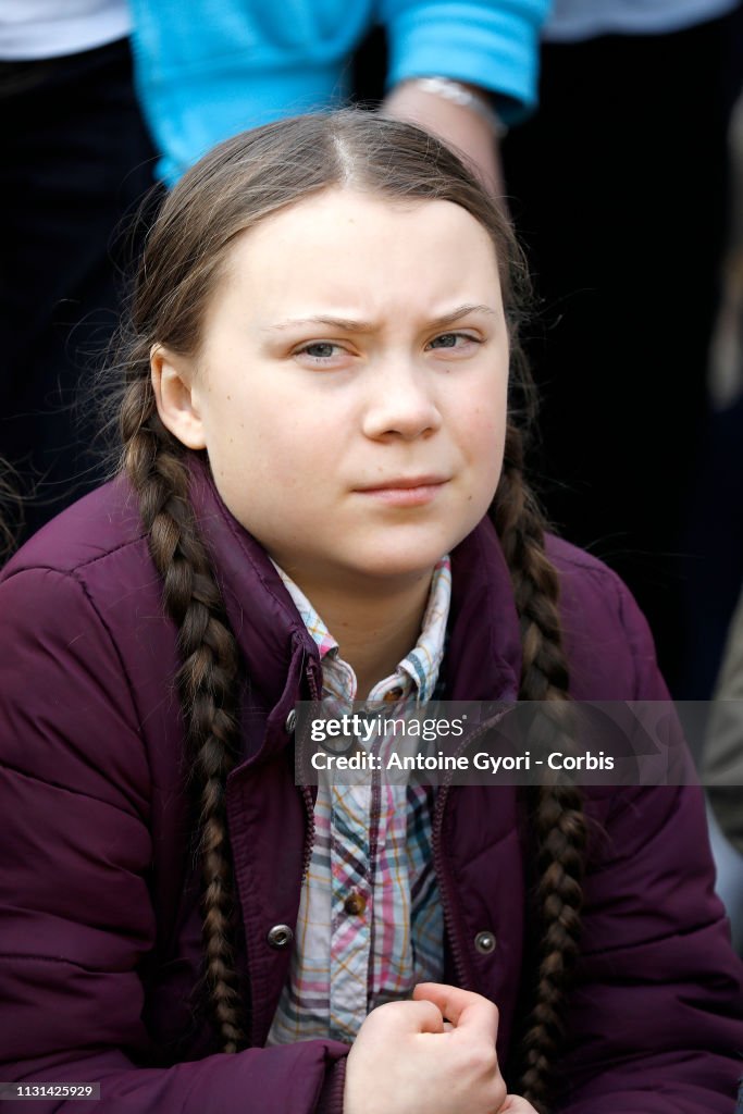 Teenage Swedish Activist Greta Thunberg Joins Young People Marching Against Climate Change