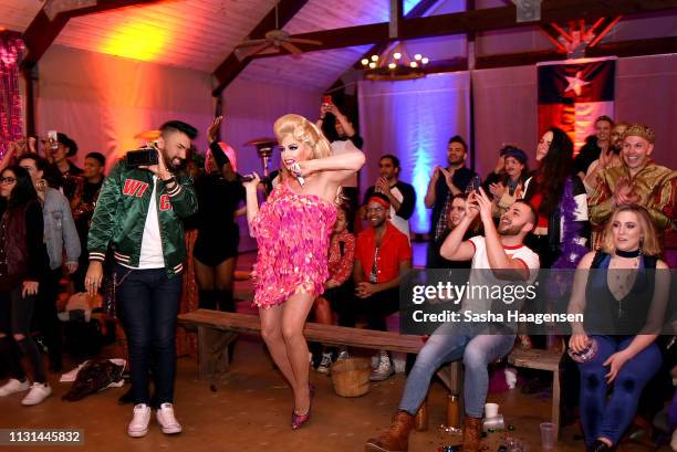 Alyssa Edwards reacts to the talent show during Camp TAZO on March 16, 2019 in Marble Falls, Texas. TAZO partners with drag star Alyssa Edwards to...