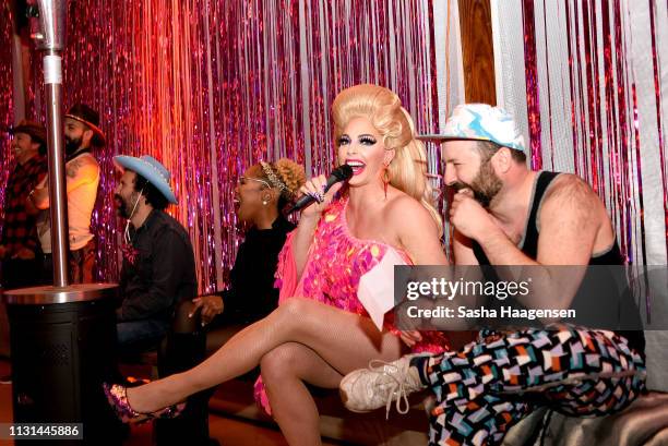 Alyssa Edwards reacts to the talent show during Camp TAZO on March 16, 2019 in Marble Falls, Texas. TAZO partners with drag star Alyssa Edwards to...