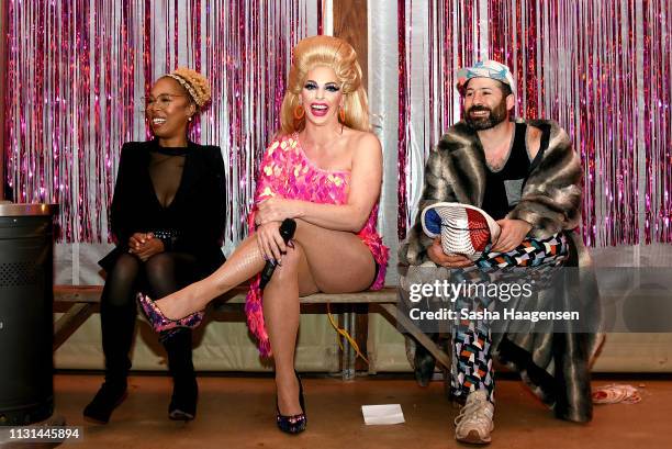 Alyssa Edwards reacts to the talent show during Camp TAZO on March 16, 2019 in Marble Falls, Texas. TAZO partners with drag star Alyssa Edwards to...