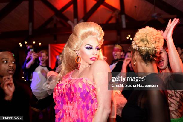 Alyssa Edwards dances with campers at the Talent Show during Camp TAZO on March 16, 2019 in Marble Falls, Texas. TAZO partners with drag star Alyssa...