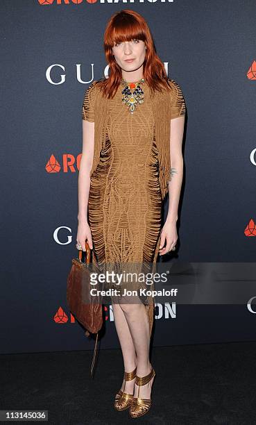 Recording Artist Florence Welch of Florence and the Machine arrives at the Gucci And RocNation Host Pre-Grammy Brunch At Soho House at Soho House on...