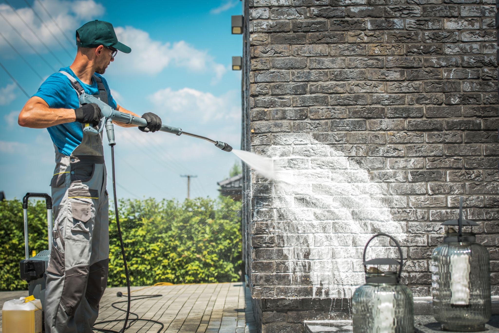 pressure washing brick