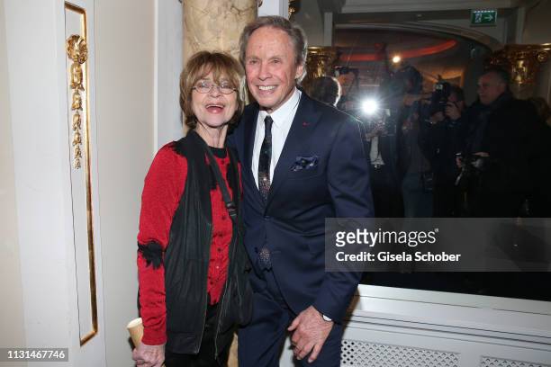 Cornelia "Conny" Froboess and Peter Kraus during the celebration of Peter Kraus' 80th birthday at Schuhbecks Suedtiroler Stuben on March 18, 2019 in...