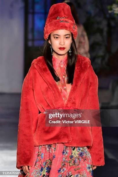 Model walks the runway at the Luisa Beccaria Ready to Wear Fall/Winter 2019-2020 fashion show during Milan Fashion Week Autumn/Winter 2019/20 on...