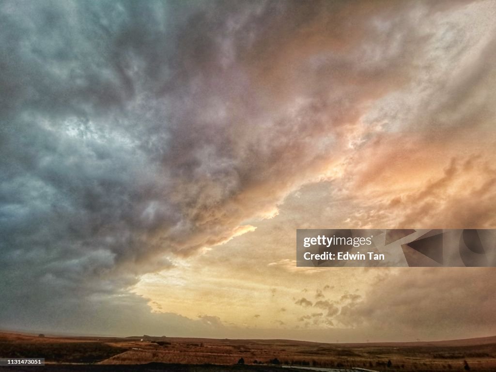 Sunset with cloudy sky in Iceland