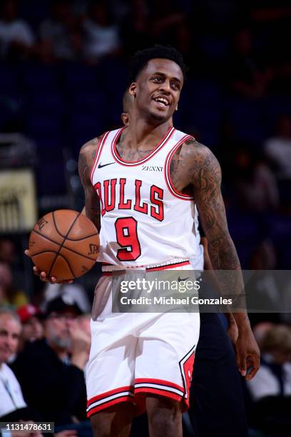 Antonio Blakeney of the Chicago Bulls handles the ball during the game against the Phoenix Suns on March 18, 2019 at Talking Stick Resort Arena in...