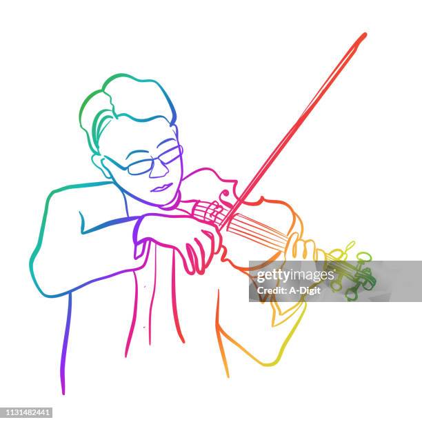 third violin rainbow - soloist stock illustrations