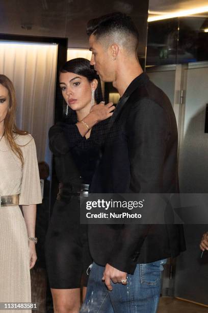 Cristiano Ronaldo and Georgina Rodriguez attends the inauguration their new business 'Isparya' on March 18, 2019 in Madrid, Spain.