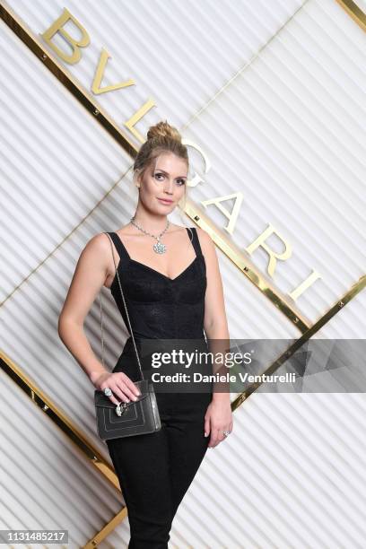 Lady Kitty Spencer attends BVLGARI - Dinner Party - Milan Fashion Week FW19 on February 22, 2019 in Milan, Italy.