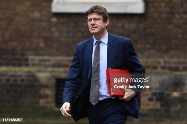 Business Secretary Greg Clark arrives in Downing Street for a cabinet meeting on March 19, 2019 in London, England. Yesterday, speaker John Bercow...
