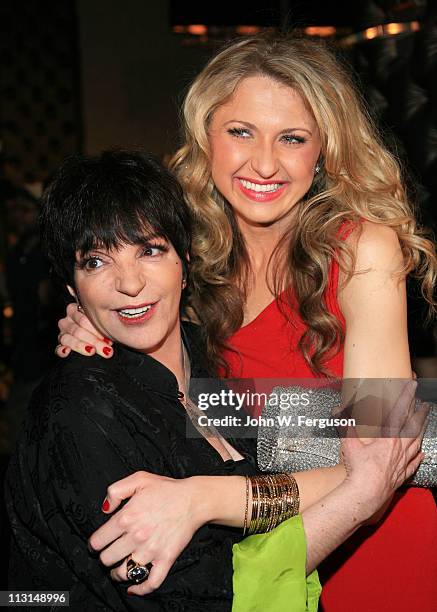 Liza Minnelli and Nina Arianda attend the after party for the "Born Yesterday" Broadway opening night>> at The Edison Ballroom on April 24, 2011 in...