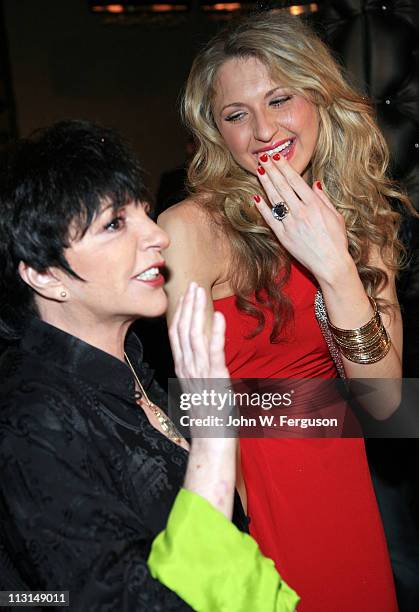 Liza Minnelli and Nina Arianda attend the after party for the "Born Yesterday" Broadway opening night>> at The Edison Ballroom on April 24, 2011 in...