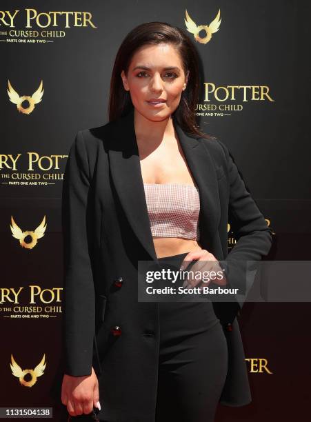 Olympia Valance attends the opening night gala Harry Potter and the Cursed Child at Princess Theatre on February 23, 2019 in Melbourne, Australia.