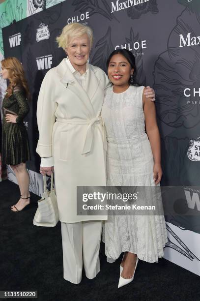 Glenn Close and Yalitza Aparicio attend the 12th Annual Women in Film Oscar Nominees Party Presented by Max Mara with additional support from Chloe...