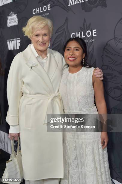 Glenn Close and Yalitza Aparicio attend the 12th Annual Women in Film Oscar Nominees Party Presented by Max Mara with additional support from Chloe...