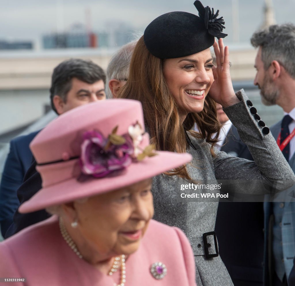 Queen Elizabeth II And The Duchess Of Cambridge Visit King's College London