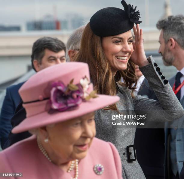 Queen Elizabeth II and Catherine, Duchess of Cambridge visit King's College to officially open Bush House, the latest education and learning...