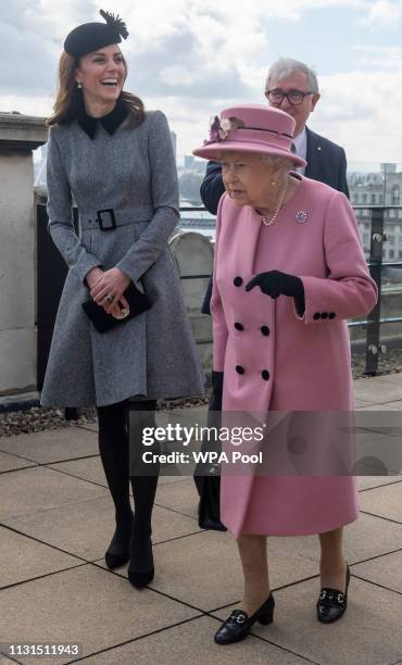 Queen Elizabeth II and Catherine, Duchess of Cambridge visit King's College to officially open Bush House, the latest education and learning...