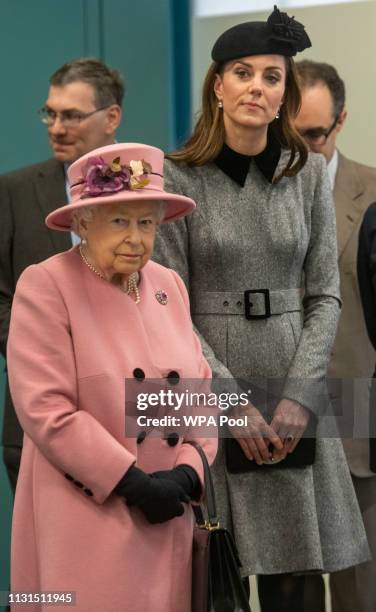 Queen Elizabeth II and Catherine, Duchess of Cambridge visit King's College to officially open Bush House, the latest education and learning...