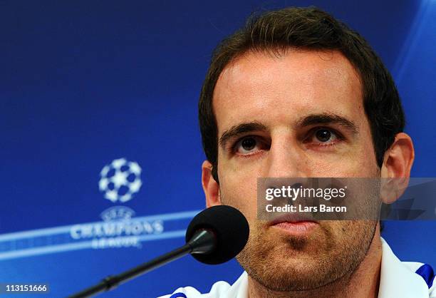 Christoph Metzelder looks on during a FC Schalke 04 press conference ahead of the UEFA Champions League semifinal first leg match against Manchester...