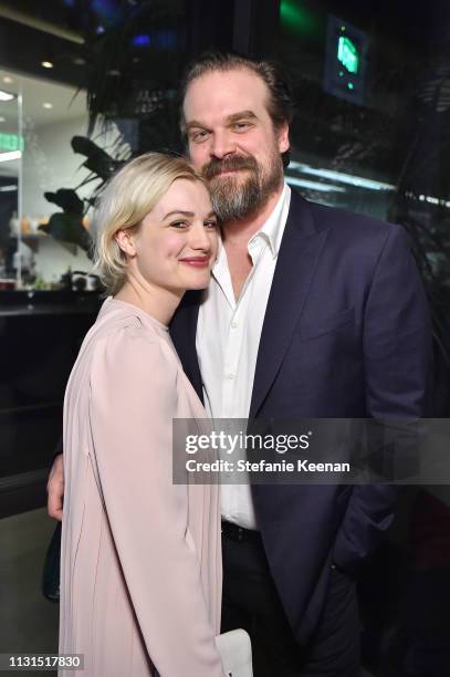 Alison Sudol and David Harbour attend the 12th Annual Women in Film Oscar Nominees Party Presented by Max Mara with additional support from Chloe...