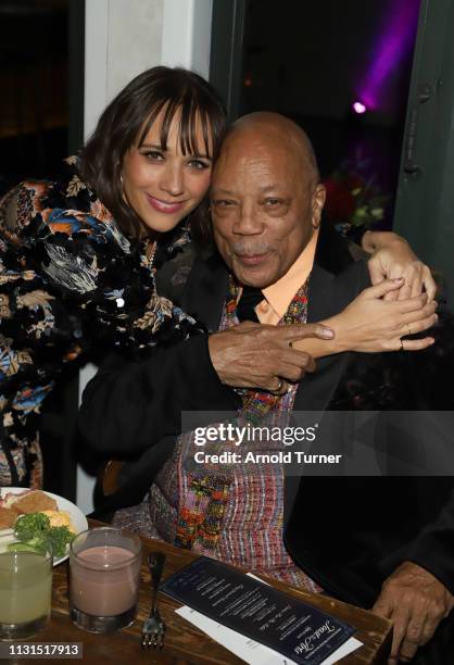 Rashida Jones and Quincy Jones attend Common's 5th Annual Toast to the Arts at Ysabel on February 22, 2019 in West Hollywood, California.