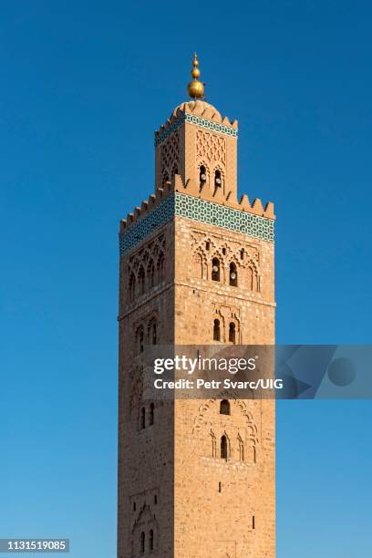 koutoubia mosque, marrakesh - minaret fotografías e imágenes de stock