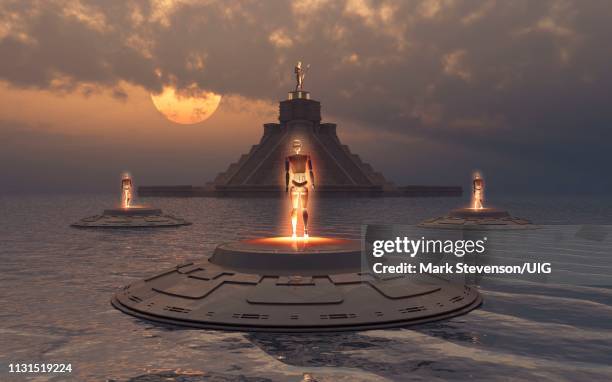 stockillustraties, clipart, cartoons en iconen met ancient atlantian uso base - ruimteshuttle atlantis