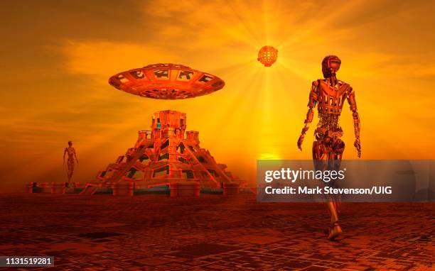 advanced civilization using a dyson sphere - ecological pyramid stock illustrations