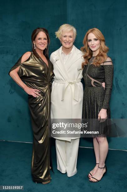 Cathy Schulman, Glenn Close, wearing Max Mara, and Jaime Ray Newman attend 12th Annual Women in Film Oscar Nominees Party Presented by Max Mara with...