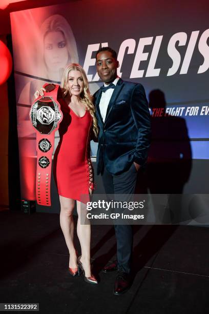 Actress Karlee Rose and Executive Producer and Director Jaze Bordeaux attend the Italian Party presents "Excelsis" Movie Sneak Peek at Shangri-La...