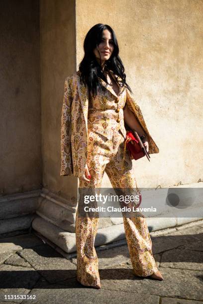 Giulia De Lellis is seen outside Etro on Day 3 Milan Fashion Week Autumn/Winter 2019/20 on February 22, 2019 in Milan, Italy.