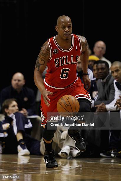 Keith Bogans of the Chicago Bulls moves up the court against the Indiana Pacers in Game Four of the Eastern Conference Quarterfinals in the 2011 NBA...
