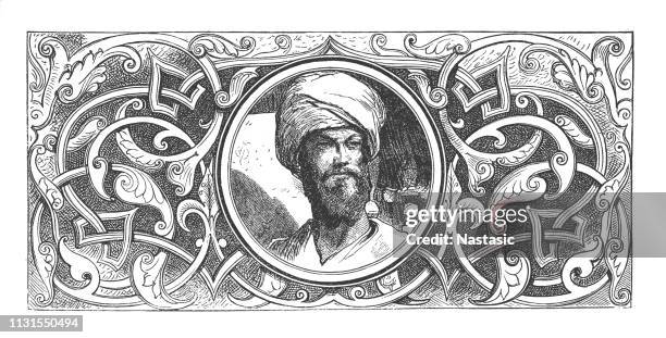bedouin arab - middle eastern portrait stock illustrations