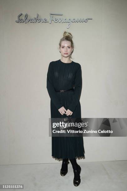 Lottie Moss attend the Salvatore Ferragamo show during Milan Fashion Week Autumn/Winter 2019/20 on February 23, 2019 in Milan, Italy.