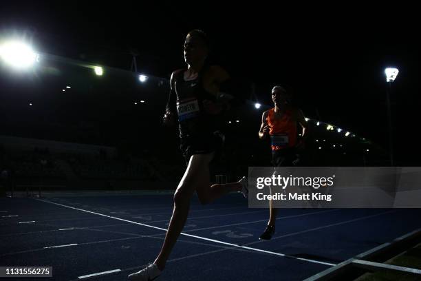 Stewart McSweyn of Tasmania competes in the men's 5000m during the Sydney Track Classic at the Sydney Olympic Park Athletic Centre on February 23,...