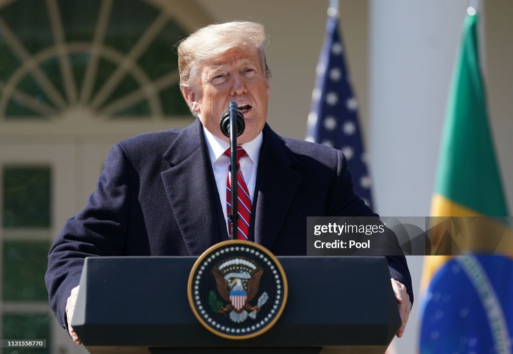 President Trump Holds Joint Press Conference With Brazilian President Bolsonaro