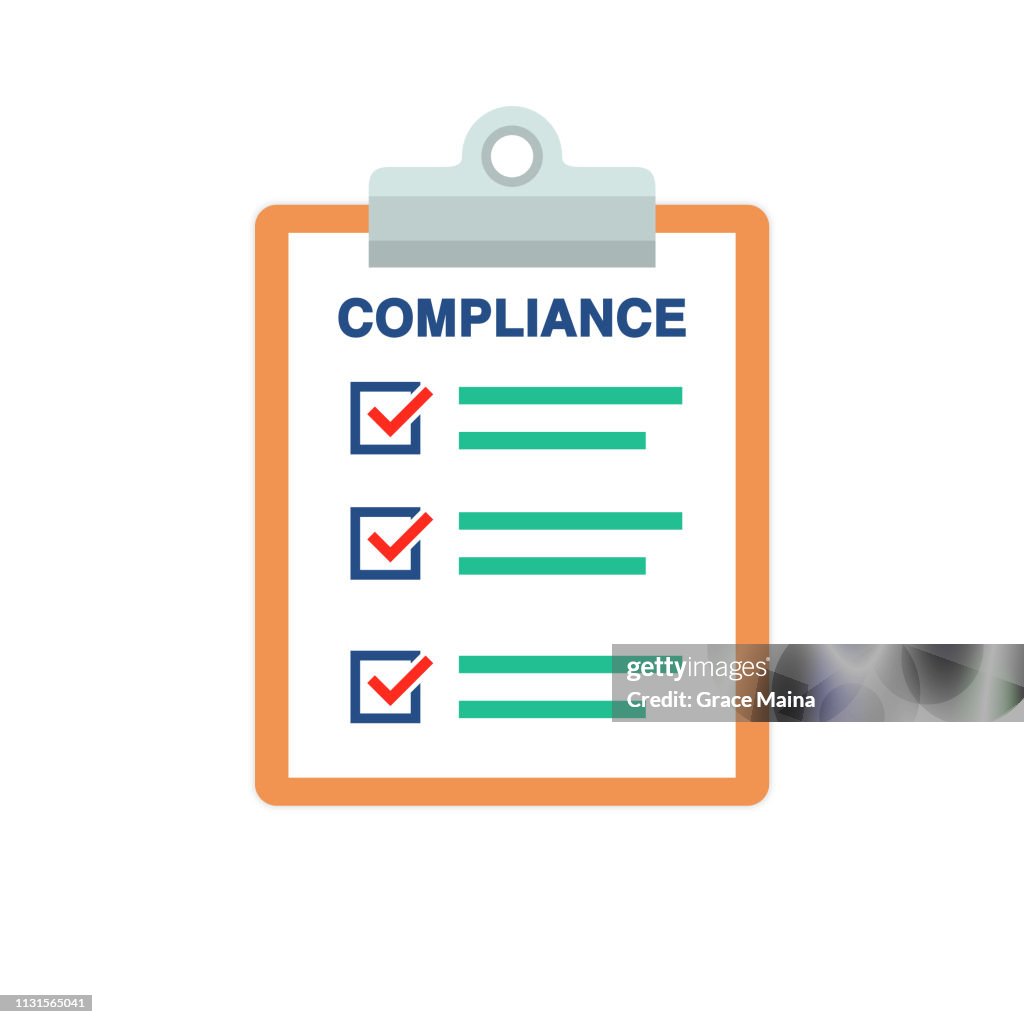 Compliance Document List With Check Marks And Clipboard