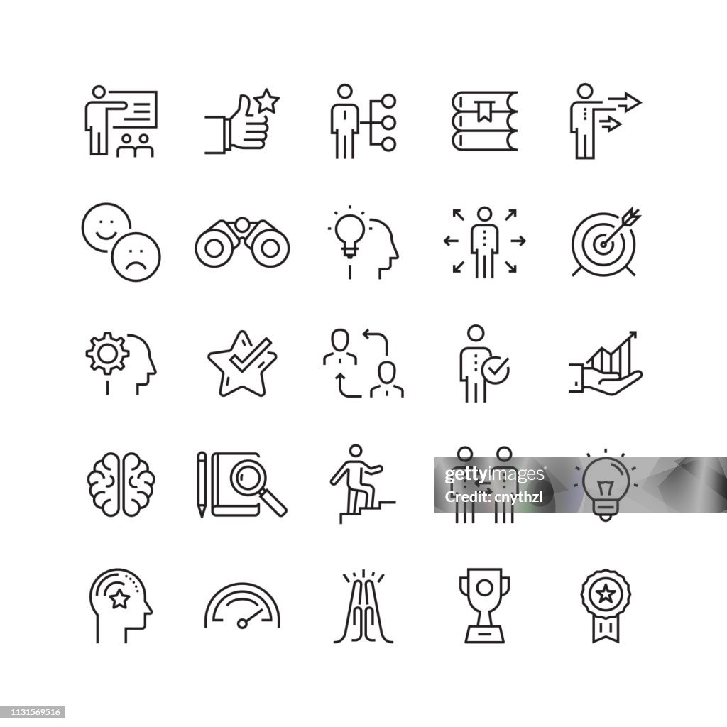 Mentoring and Training Related Vector Line Icons