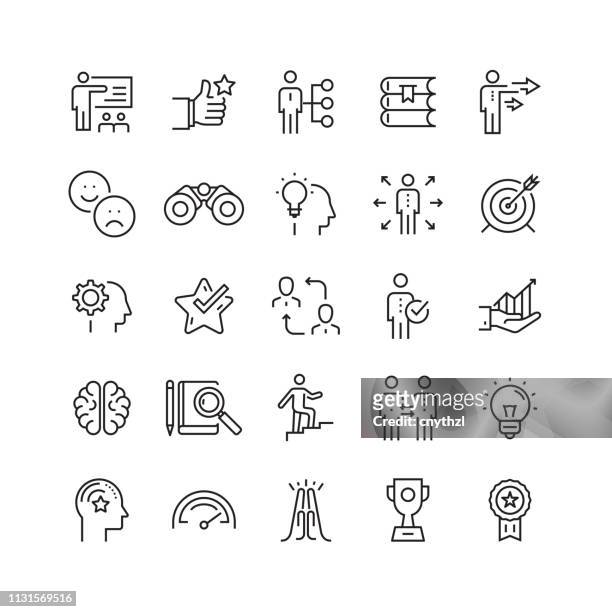 mentoring and training related vector line icons - opportunity stock illustrations