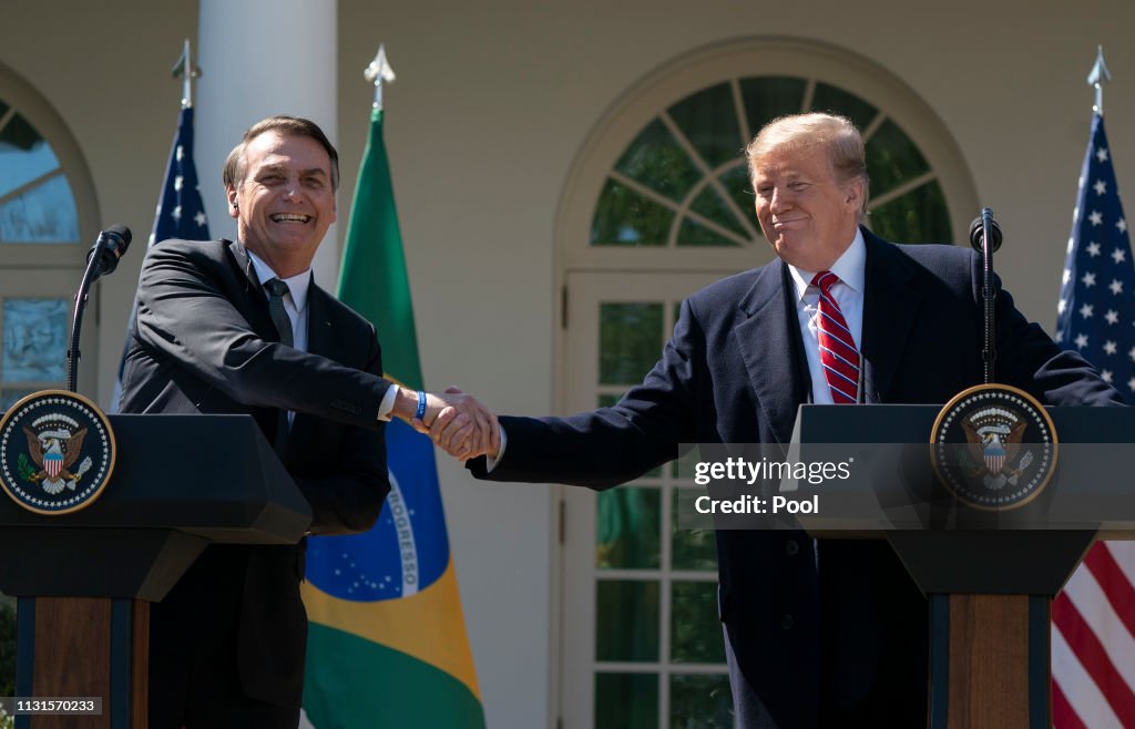 President Trump Holds Joint Press Conference With Brazilian President Bolsonaro