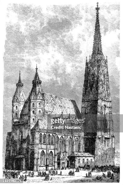st. stephen's cathedral in vienna - st stephens cathedral vienna stock illustrations